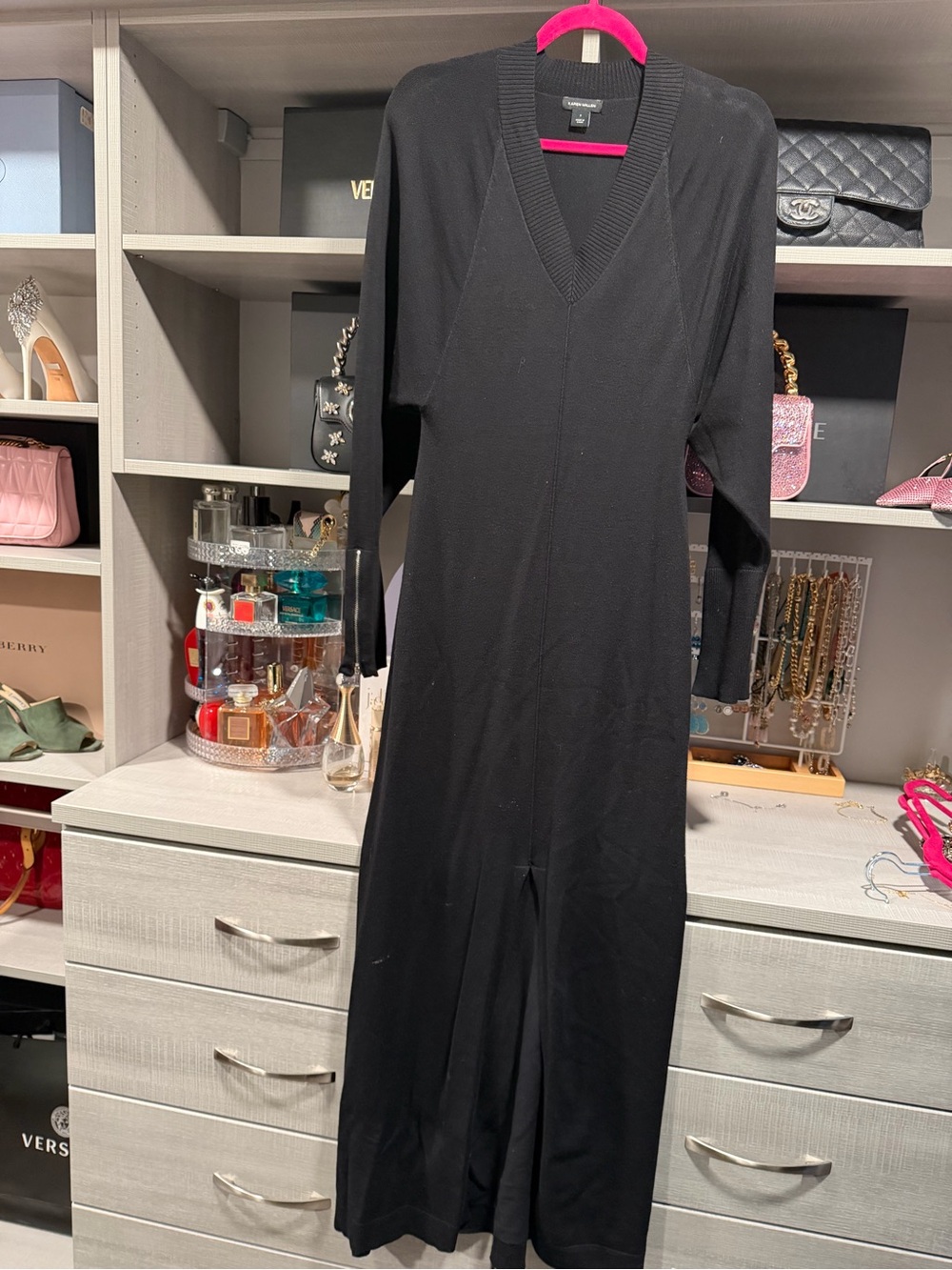 Karen Millen Black V-Neck Maxi Dress